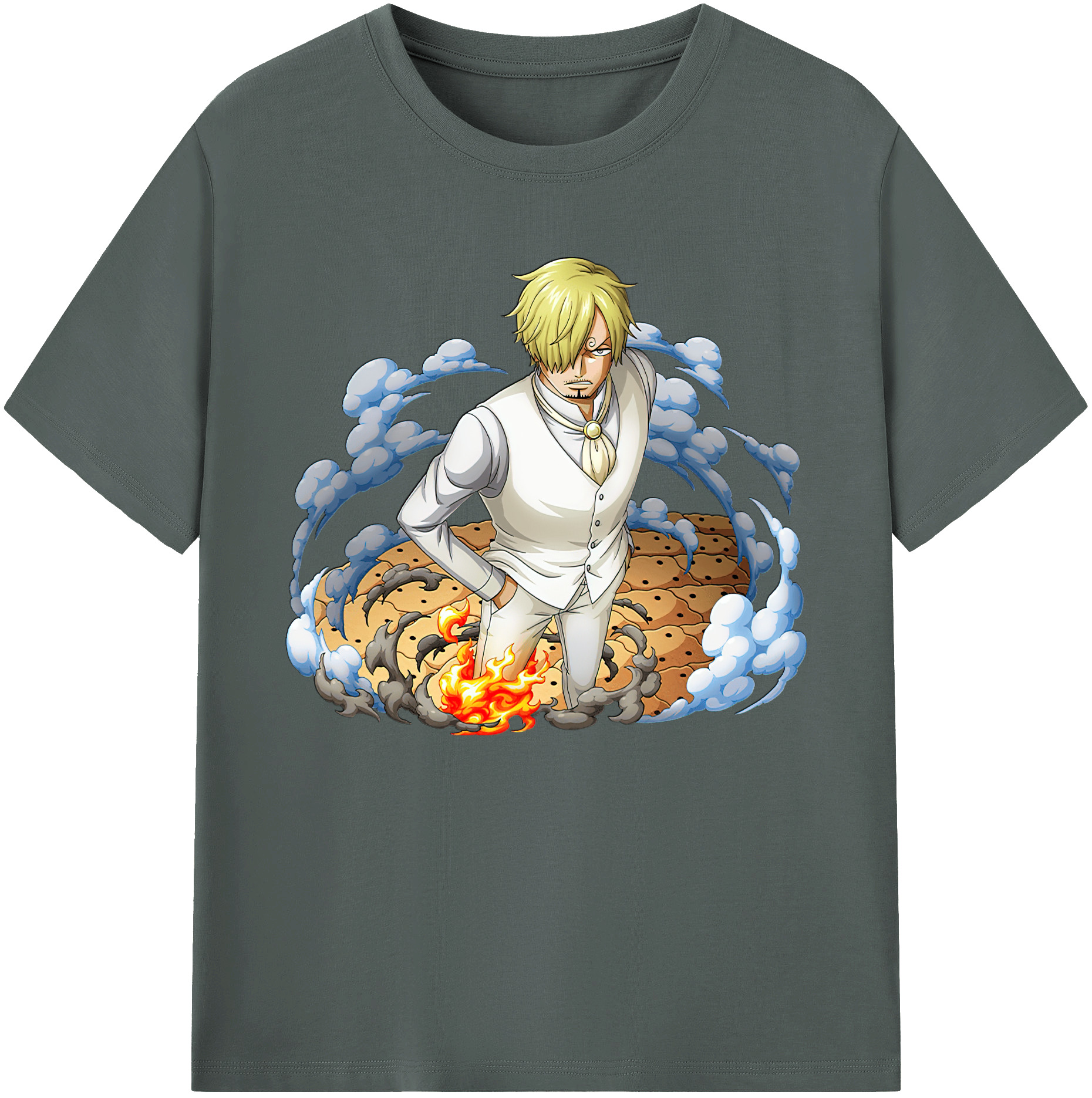 （画像用） ワンピース サンジ ONE PIECE Sanji 綿100％ メンズ半袖Tシャツ｜肌触りやわらか＆通気性